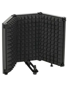 HOMCOM Studio Microphone Isolation Shield, Foldable Adjustable Recording Studio Equipment, 3-Panel High Density Absorbent Foam S