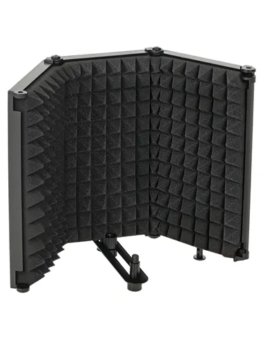 HOMCOM Studio Microphone Isolation Shield, Foldable Adjustable Recording Studio Equipment, 3-Panel High Density Absorbent Foam S