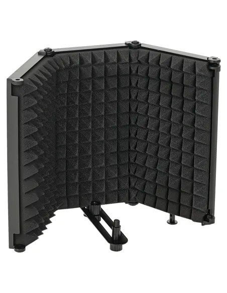 HOMCOM Studio Microphone Isolation Shield, Foldable Adjustable Recording Studio Equipment, 3-Panel High Density Absorbent Foam S