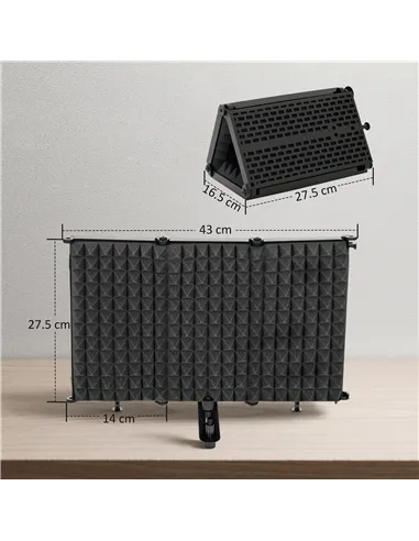 HOMCOM Studio Microphone Isolation Shield, Foldable Adjustable Recording Studio Equipment, 3-Panel High Density Absorbent Foam S