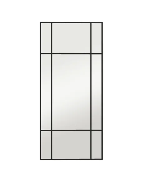 HOMCOM Decorative Grid Wall Mirror, with Back Hooks - Black