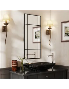 HOMCOM Decorative Grid Wall Mirror, with Back Hooks - Black 2