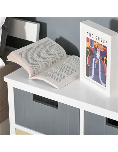 HOMCOM 6 Drawer Storage Tower, Dresser Chest with Wood Top, Organiser Unit for Closets Bedroom Nursery Room Hallway