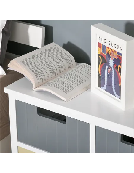 HOMCOM 6 Drawer Storage Tower, Dresser Chest with Wood Top, Organiser Unit for Closets Bedroom Nursery Room Hallway