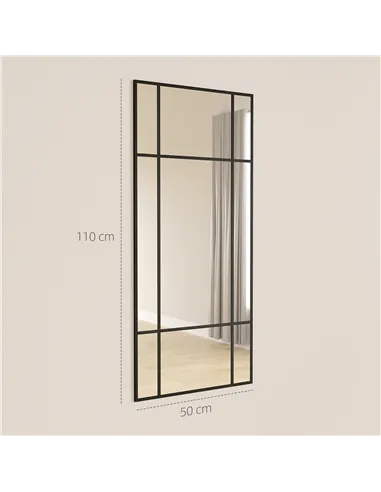 HOMCOM Decorative Grid Wall Mirror, with Back Hooks - Black