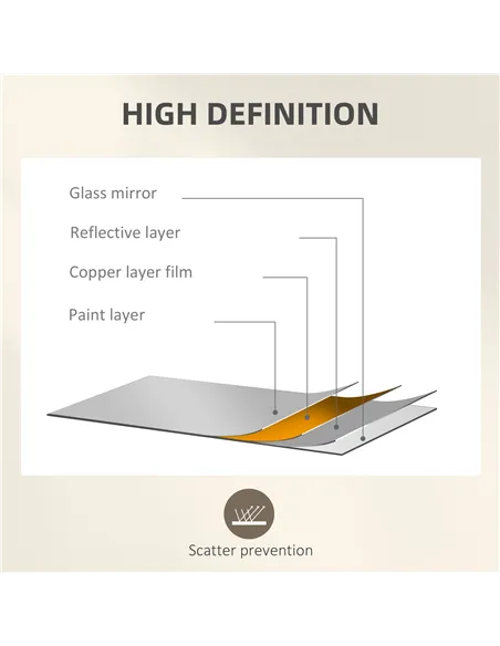 HOMCOM Decorative Grid Wall Mirror, with Back Hooks - Black