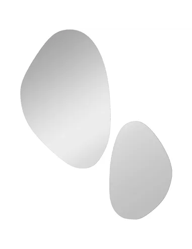 HOMCOM Set of 2 Pebble-Shaped Wall Mirror - Black