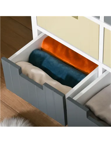 HOMCOM 6 Drawer Storage Tower, Dresser Chest with Wood Top, Organiser Unit for Closets Bedroom Nursery Room Hallway