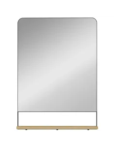 HOMCOM Wall Mirror with Wood Shelf - Black