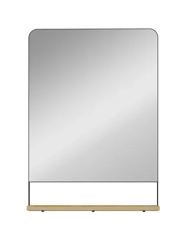HOMCOM Wall Mirror with Wood Shelf - Black