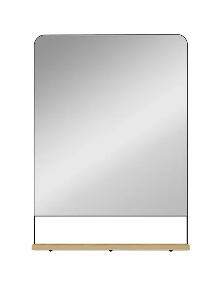 HOMCOM Wall Mirror with Wood Shelf - Black