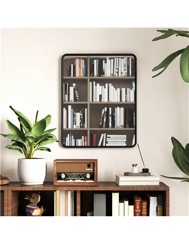 HOMCOM Rectangular Wall Mirror with HD Glass - Black