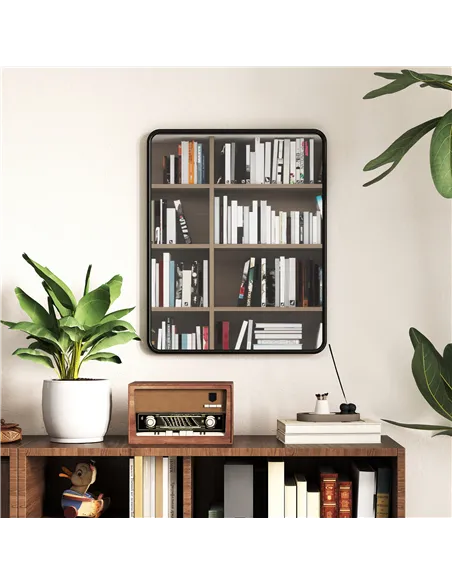 HOMCOM Rectangular Wall Mirror with HD Glass - Black