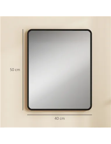 HOMCOM Rectangular Wall Mirror with HD Glass - Black