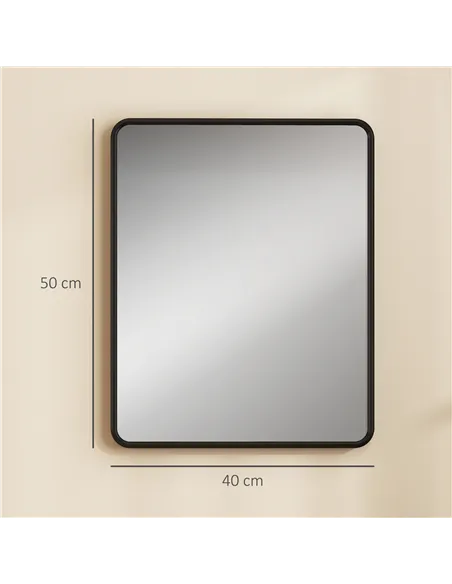 HOMCOM Rectangular Wall Mirror with HD Glass - Black