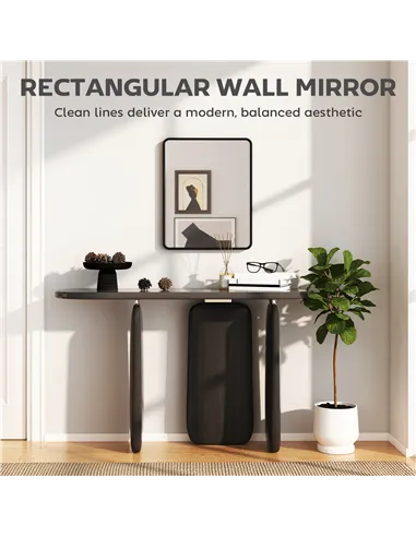 HOMCOM Rectangular Wall Mirror with HD Glass - Black