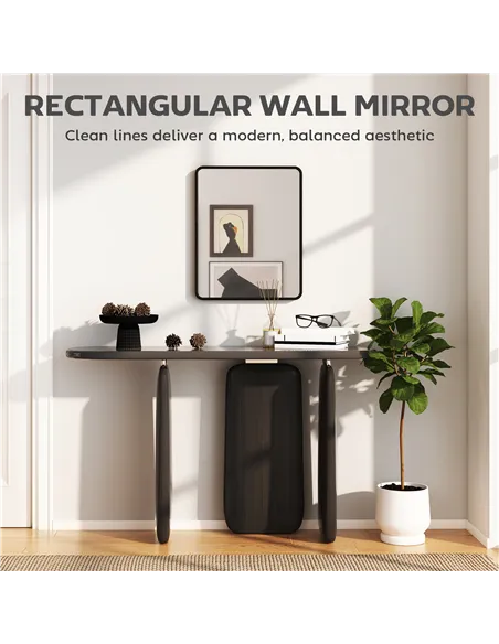 HOMCOM Rectangular Wall Mirror with HD Glass - Black