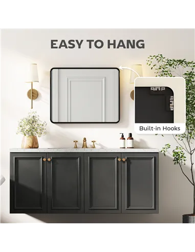 HOMCOM Rectangular Wall Mirror with HD Glass - Black