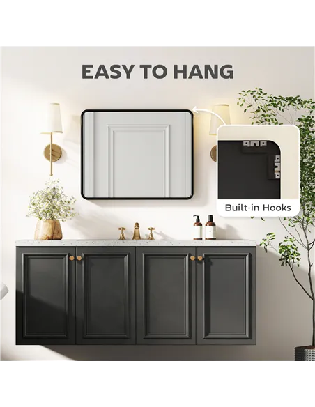 HOMCOM Rectangular Wall Mirror with HD Glass - Black