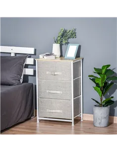 HOMCOM Vertical 3-Tier Linen Drawer Cabinet Organizer Storage Dresser Tower with Metal Frame Adjustable Feet for Living Room, Ba 2
