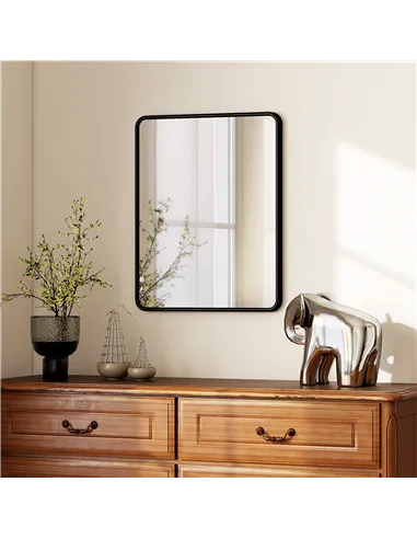HOMCOM Rectangular Wall Mirror with HD Glass - Black
