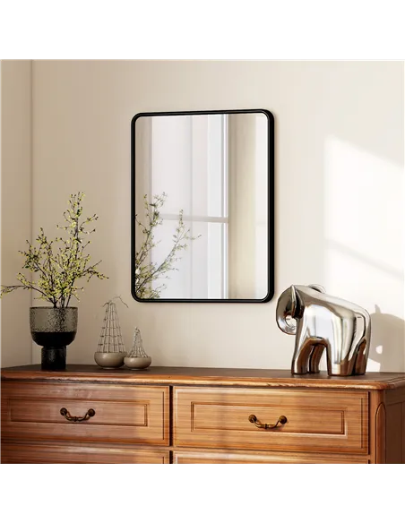HOMCOM Rectangular Wall Mirror with HD Glass - Black
