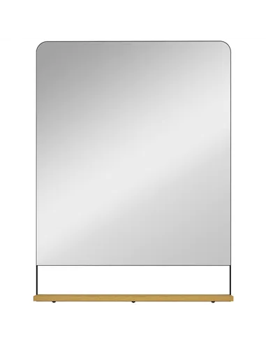 HOMCOM Wall Mirror with Wood Shelf - Black
