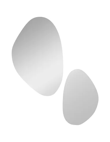 HOMCOM Set of 2 Pebble-Shaped Wall Mirror - Gold Tone