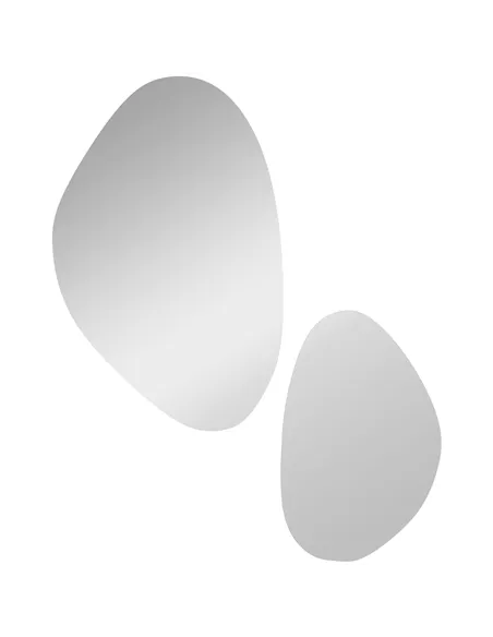 HOMCOM Set of 2 Pebble-Shaped Wall Mirror - Gold Tone