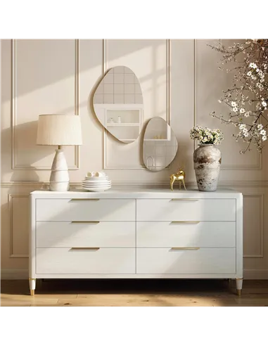 HOMCOM Set of 2 Pebble-Shaped Wall Mirror - Gold Tone