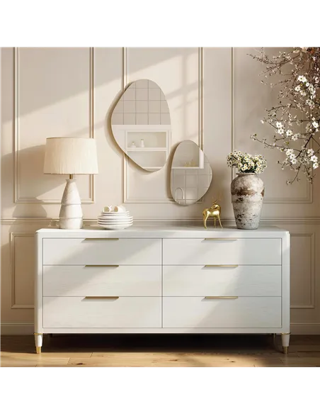 HOMCOM Set of 2 Pebble-Shaped Wall Mirror - Gold Tone