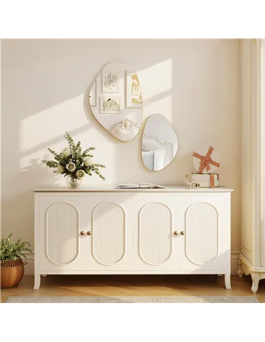 HOMCOM Set of 2 Pebble-Shaped Wall Mirror - Gold Tone