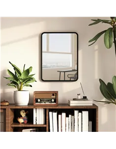 HOMCOM Rectangular Wall Mirror with HD Glass - Black 2