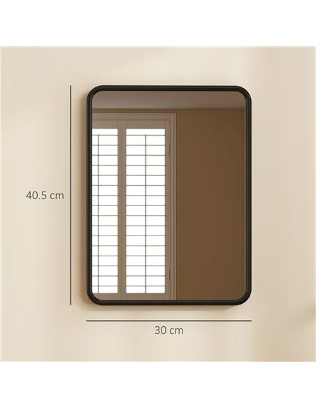 HOMCOM Rectangular Wall Mirror with HD Glass - Black