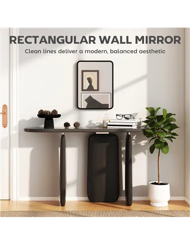 HOMCOM Rectangular Wall Mirror with HD Glass - Black