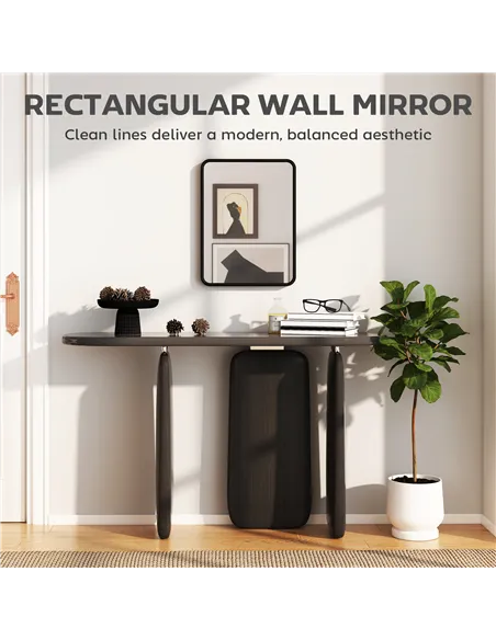 HOMCOM Rectangular Wall Mirror with HD Glass - Black