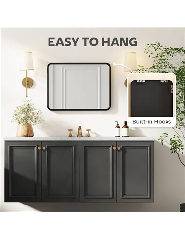 HOMCOM Rectangular Wall Mirror with HD Glass - Black