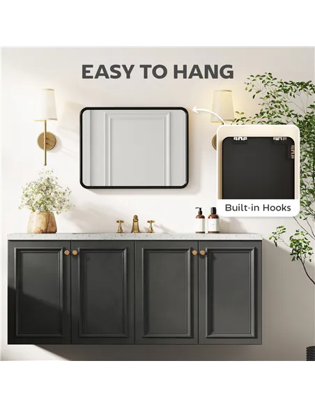 HOMCOM Rectangular Wall Mirror with HD Glass - Black