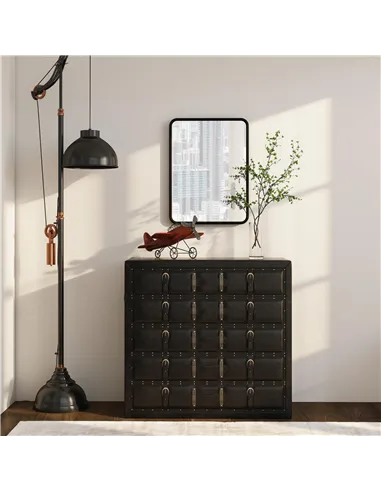 HOMCOM Rectangular Wall Mirror with HD Glass - Black