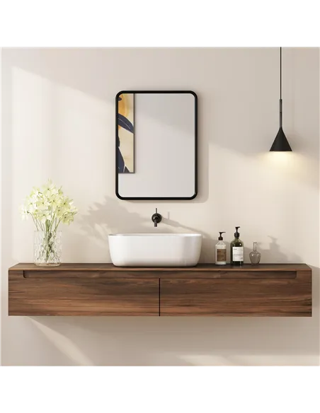 HOMCOM Rectangular Wall Mirror with HD Glass - Black