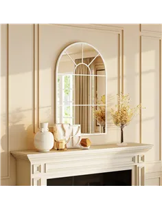 HOMCOM 90 X 61cm Arched Grid Mirror - White 2