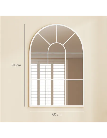 HOMCOM 90 X 61cm Arched Grid Mirror - White