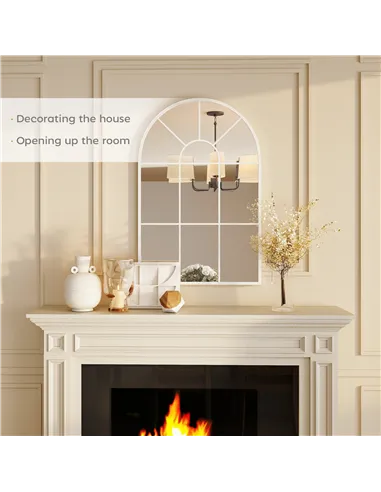 HOMCOM 90 X 61cm Arched Grid Mirror - White