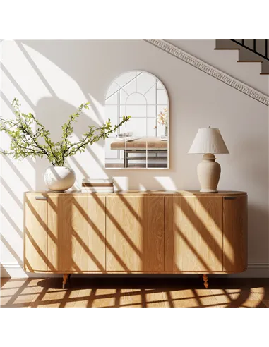 HOMCOM 90 X 61cm Arched Grid Mirror - White