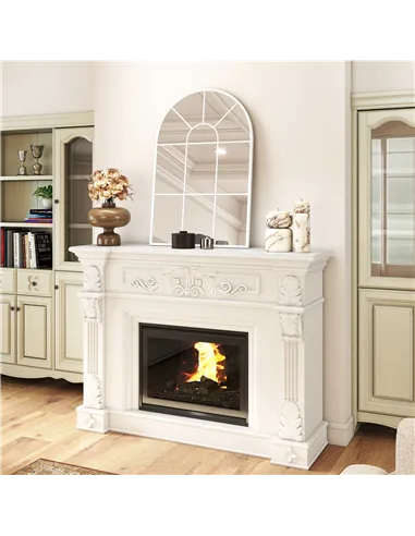 HOMCOM 90 X 61cm Arched Grid Mirror - White