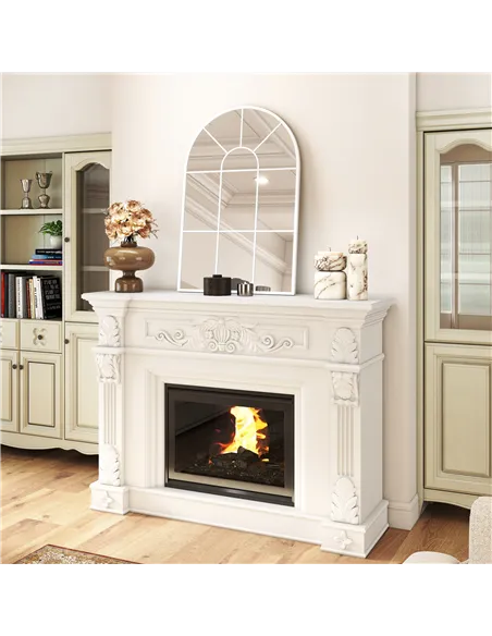 HOMCOM 90 X 61cm Arched Grid Mirror - White