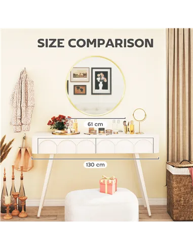 HOMCOM 61cm Decorative Wall Mirror for Bedroom Living Room, Modern Round Bathroom Mirror for Home Decor, Gold Tone