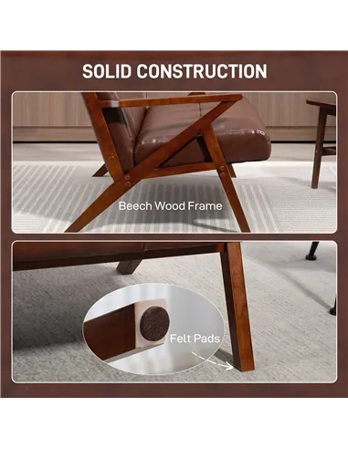 HOMCOM Compact 2 Seater Sofa, Vintage Tufted Loveseat Sofa with Solid Wood Legs, PU Leather Small Couch Settee for Living Room, 