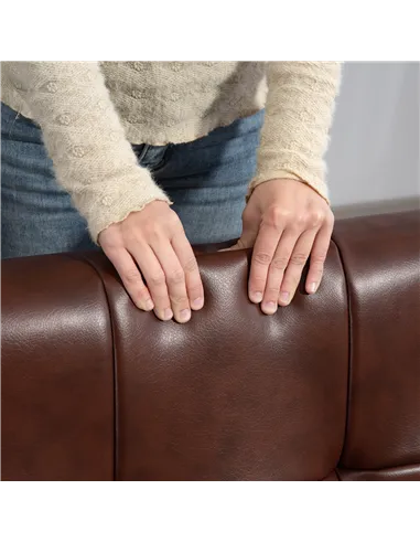 HOMCOM Compact 2 Seater Sofa, Vintage Tufted Loveseat Sofa with Solid Wood Legs, PU Leather Small Couch Settee for Living Room, 