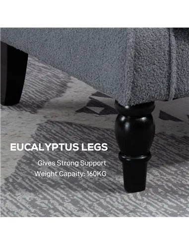 HOMCOM Wingback Accent Chair, Retro Upholstered Button Tufted Occasional Chair for Living Room and Bedroom, Grey